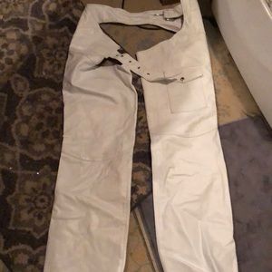 White motorcycle chaps.